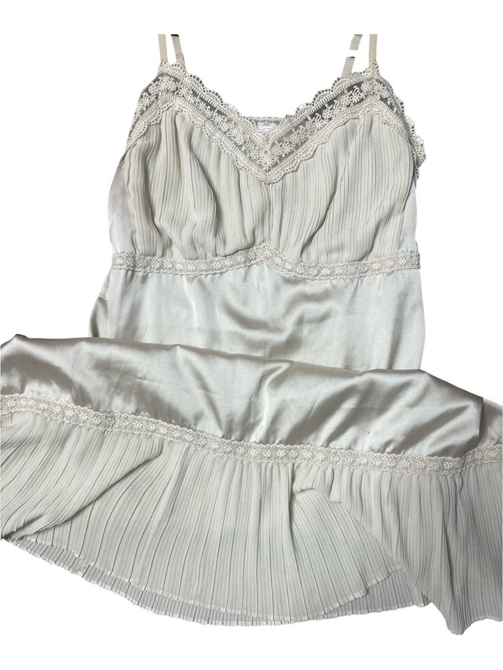 Silky Lace-Trim Chemise Slip in Cream